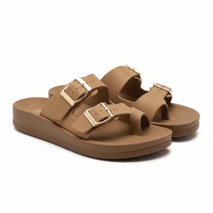 Sandalias Beige Plataforma Flat 14803 Doble Correa Hebillas Casual de mujer Zoé Brand Costa Rica - ZOÉ BRAND 2026 disponible-35 disponible-36
