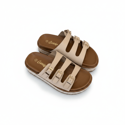 Sandalias Beige Tan Plataforma 15143 Hebilla de mujer Costa Rica - ZOÉ BRAND beige flats sandalias