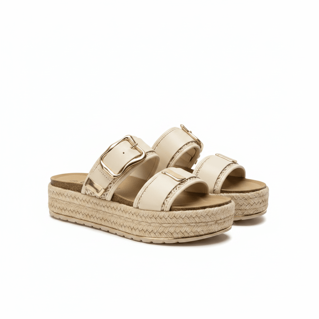 Sandalias Blanco Yute Plataforma 14870 Doble Correa Hebillas Casual de mujer Zoé Brand Costa Rica - ZOÉ BRAND 2026 disponible-35 disponible-36