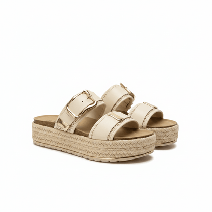 Sandalias Blanco Yute Plataforma 14870 Doble Correa Hebillas Casual de mujer Zoé Brand Costa Rica - ZOÉ BRAND 2026 disponible-35 disponible-36