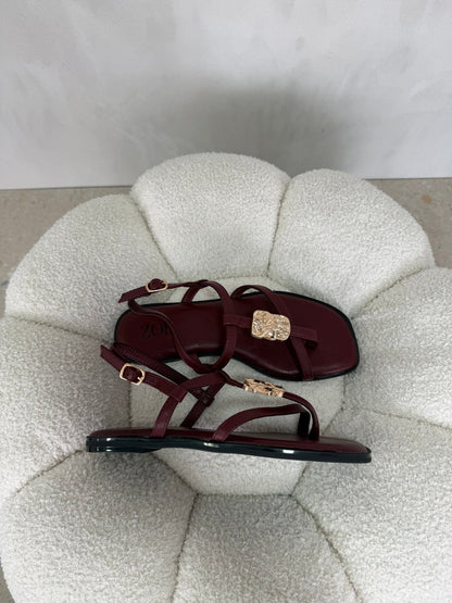 Sandalias Burgundy 15063 Correa Slingback Casual de mujer Zoé Brand Costa Rica - ZOÉ BRAND 2026 burgundy chancletas