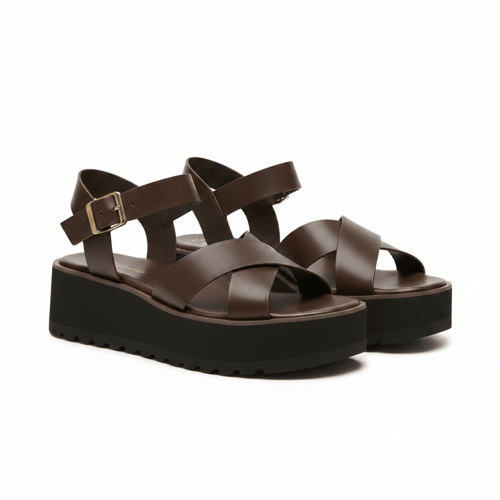 Sandalias Café Plataforma 14267 Doble Correa con Hebilla Casual de mujer Zoé Brand Costa Rica - ZOÉ BRAND 2025 disponible-36 disponible-37