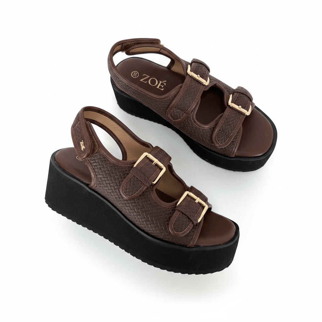 Sandalias Café Plataforma 14935 Doble Correa Hebillas Casual de mujer Zoé Brand Costa Rica - ZOÉ BRAND 2026 disponible-35 disponible-36