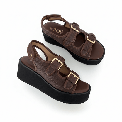 Sandalias Café Plataforma 14935 Doble Correa Hebillas Casual de mujer Zoé Brand Costa Rica - ZOÉ BRAND 2026 disponible-35 disponible-36