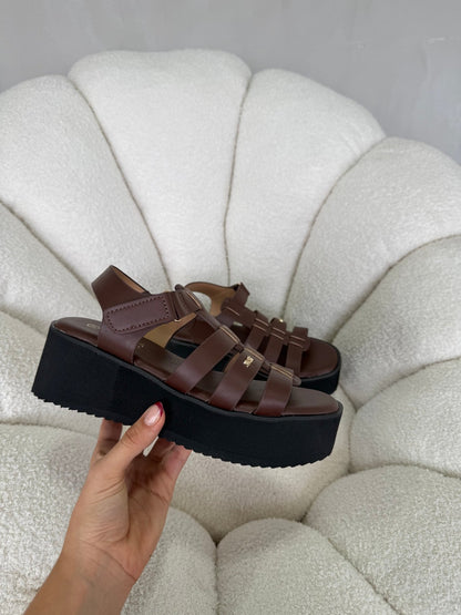 Sandalias Café Plataforma 14937 Velcro Casual de mujer Zoé Brand Costa Rica - ZOÉ BRAND 2026 disponible-35 disponible-36