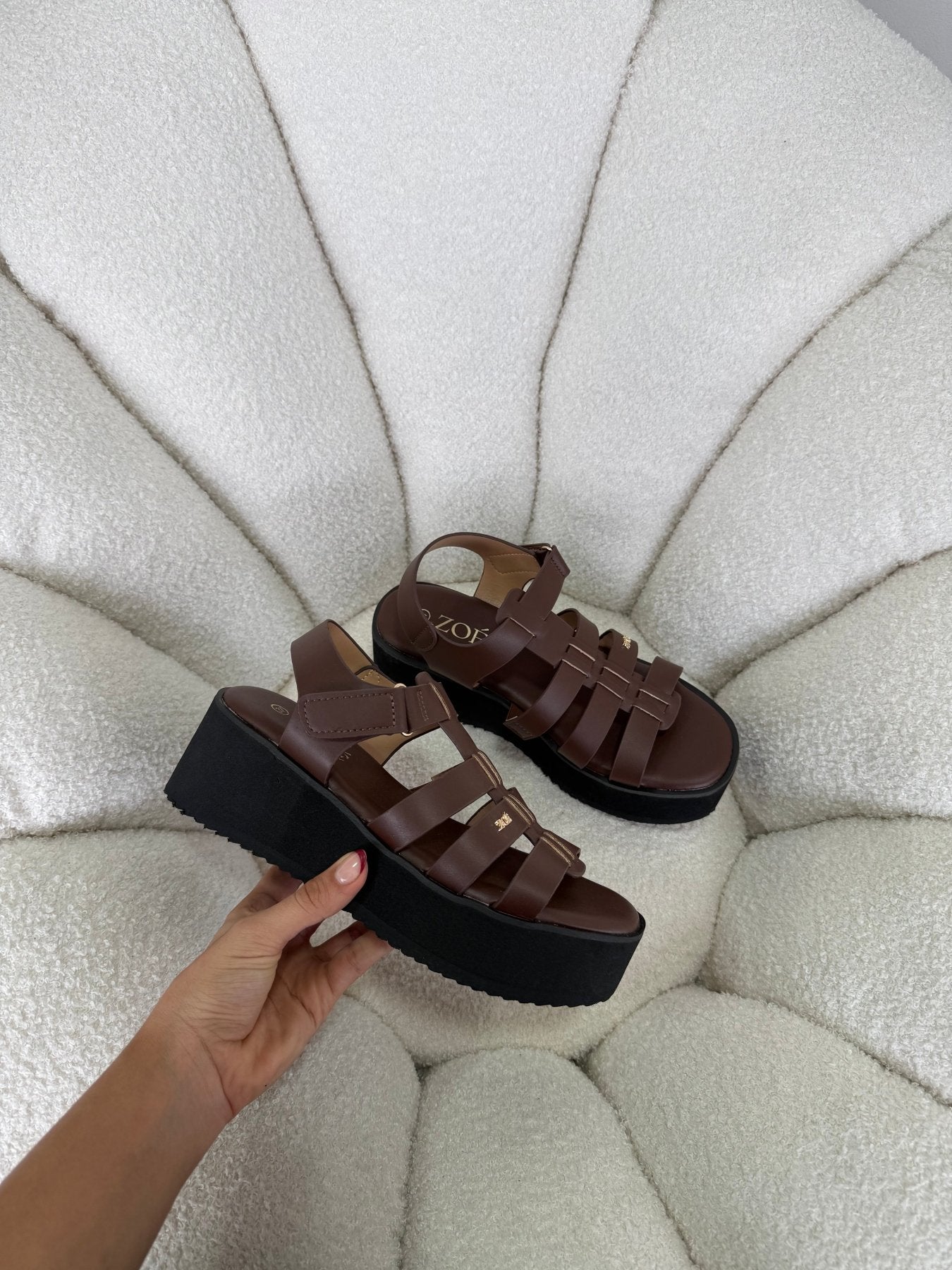 Sandalias Café Plataforma 14937 Velcro Casual de mujer Zoé Brand Costa Rica - ZOÉ BRAND 2026 disponible-35 disponible-36