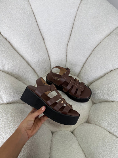 Sandalias Café Plataforma 14937 Velcro Casual de mujer Zoé Brand Costa Rica - ZOÉ BRAND 2026 disponible-35 disponible-36