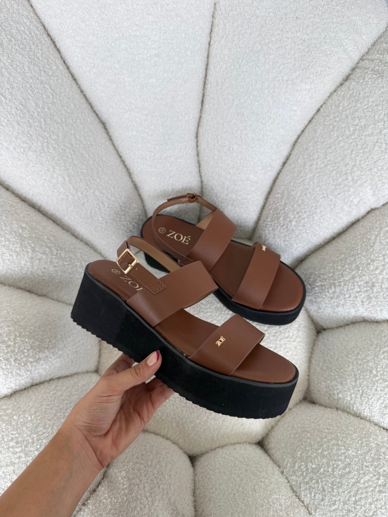 Sandalias Camel Plataforma 14939 Doble Correa Slingback Casual de mujer Zoé Brand Costa Rica - ZOÉ BRAND 2026 disponible-35 disponible-36