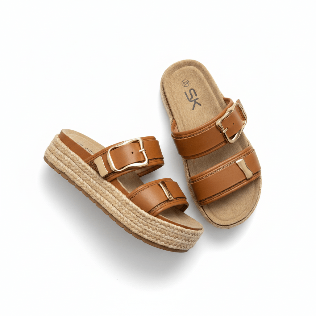 Sandalias Camel Yute Plataforma 14868 Doble Correa Hebillas Casual de mujer Zoé Brand Costa Rica - ZOÉ BRAND 2026 disponible-35 disponible-36