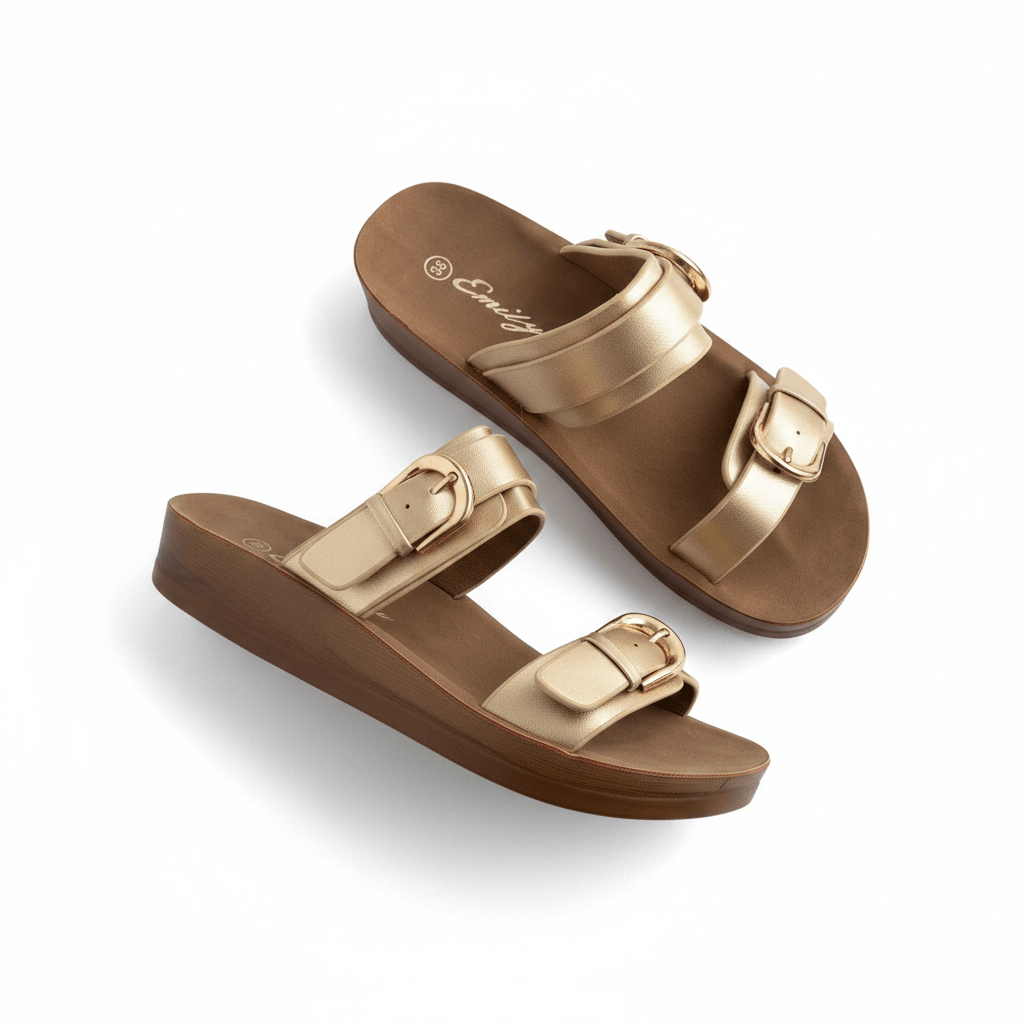 Sandalias Dorado Plataforma Flat 14806 Doble Correa Hebillas Casual de mujer Zoé Brand Costa Rica - ZOÉ BRAND 2026 disponible-35 disponible-36
