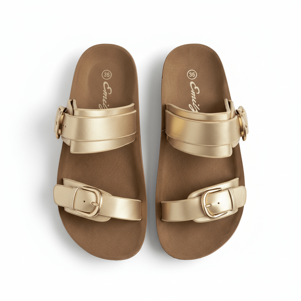Sandalias Dorado Plataforma Flat 14806 Doble Correa Hebillas Casual de mujer Zoé Brand Costa Rica - ZOÉ BRAND 2026 disponible-35 disponible-36
