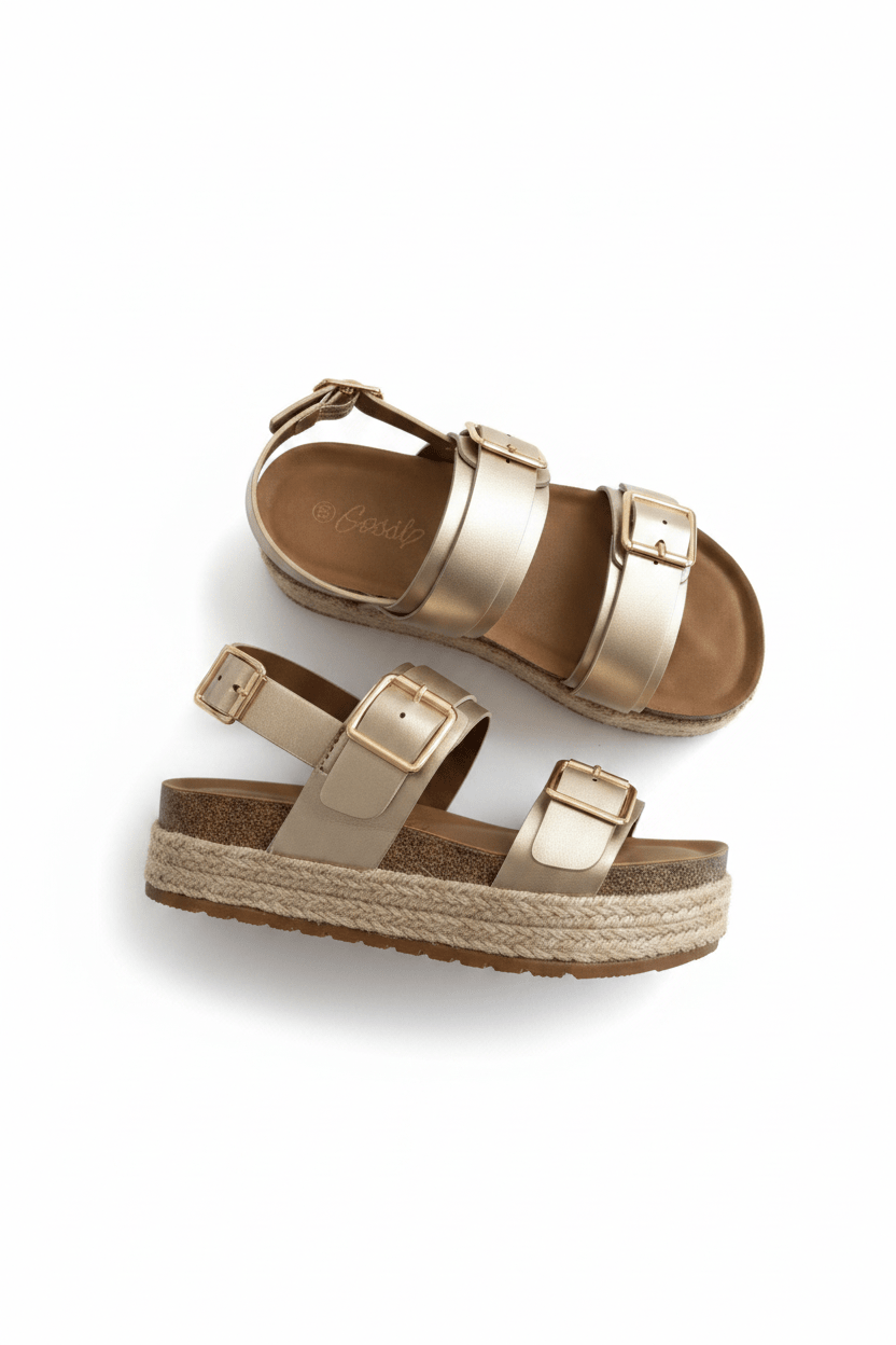 Sandalias Dorado Yute Plataforma 14809 Doble Correa Hebillas Casual de mujer Zoé Brand Costa Rica - ZOÉ BRAND 2026 disponible-35 disponible-36