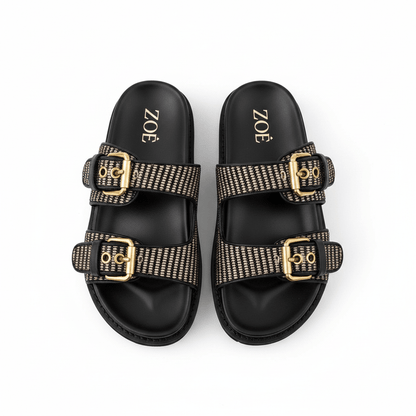 Sandalias Negro 15069 Hebilla Casual de mujer Costa Rica - ZOÉ BRAND 2026 BLACK chancletas