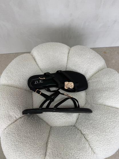 Sandalias Negro Brillos 15061 Correa Slingback Casual de mujer Zoé Brand Costa Rica - ZOÉ BRAND 2026 BLACK chancletas