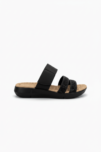 Sandalias Negro Brillos 15148 Correa Casual de mujer Gossip Costa Rica - ZOÉ BRAND brillos flats sandalias
