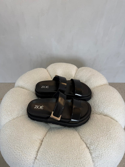 Sandalias Negro Charol 15064 Hebilla Casual de mujer Zoé Brand Costa Rica - ZOÉ BRAND 2026 BLACK chancletas