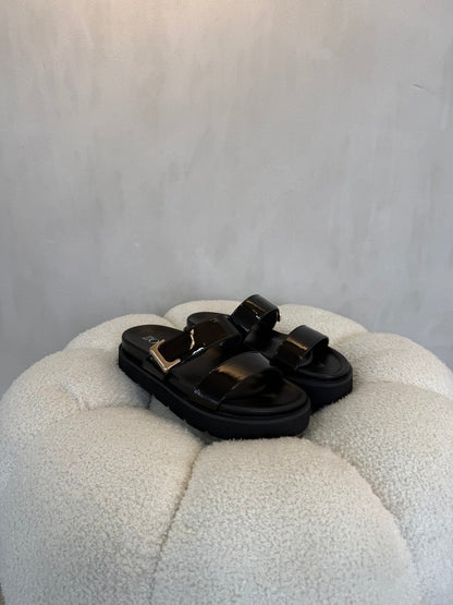 Sandalias Negro Charol 15064 Hebilla Casual de mujer Zoé Brand Costa Rica - ZOÉ BRAND 2026 BLACK chancletas