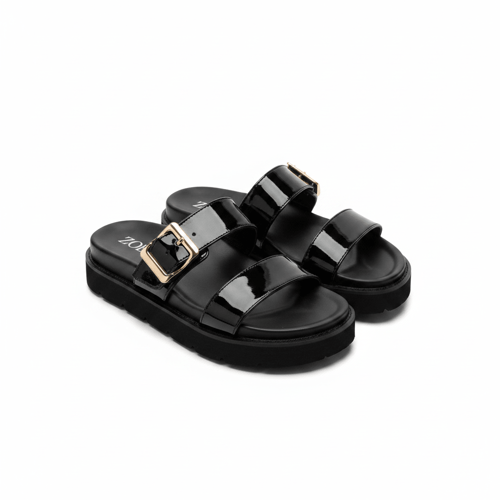 Sandalias Negro Charol 15064 Hebilla Casual de mujer Zoé Brand Costa Rica - ZOÉ BRAND 2026 BLACK chancletas