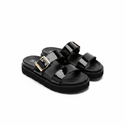 Sandalias Negro Charol 15064 Hebilla Casual de mujer Zoé Brand Costa Rica - ZOÉ BRAND 2026 BLACK chancletas