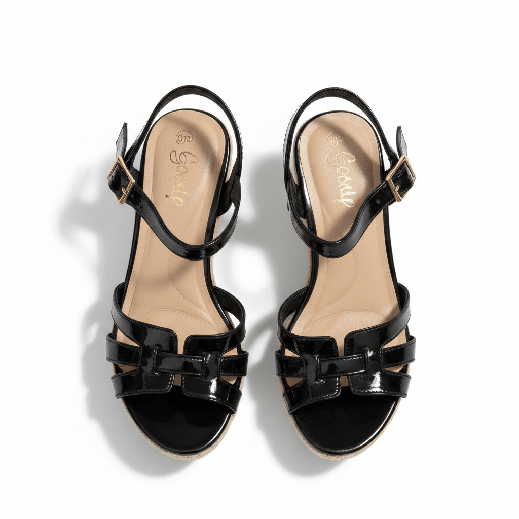 Sandalias Negro Charol Cuña 15135 Hebilla de mujer Costa Rica - ZOÉ BRAND 2026 BLACK charol