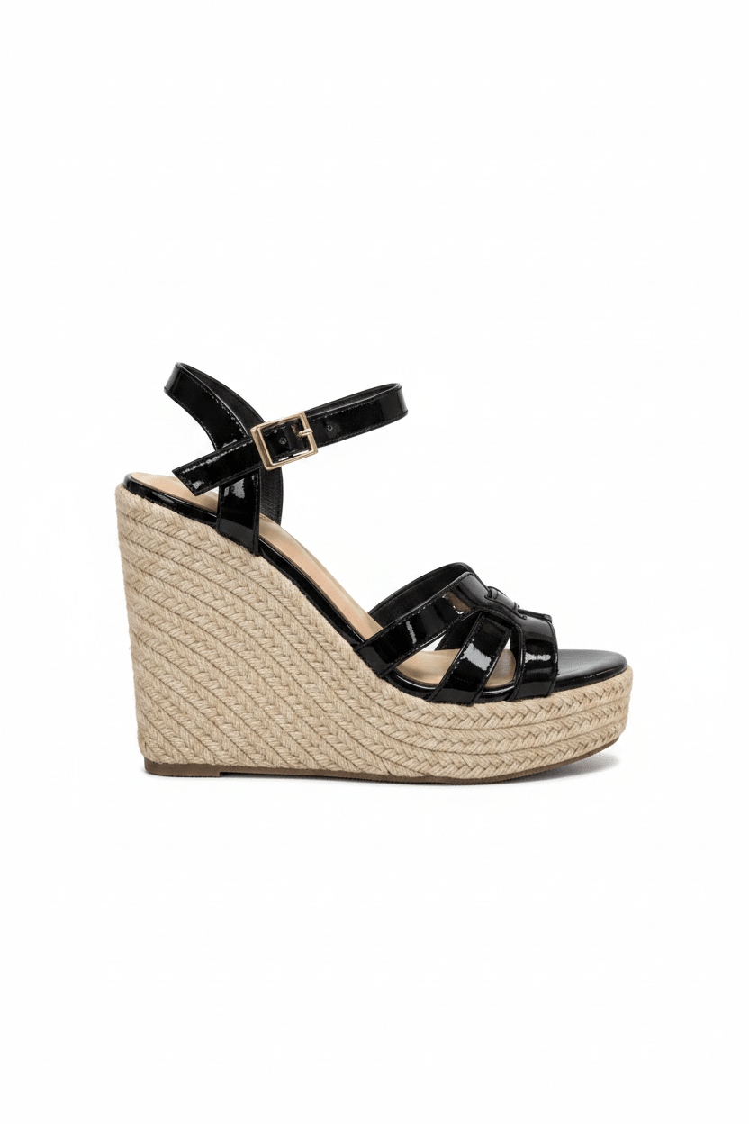 Sandalias Negro Charol Cuña 15135 Hebilla de mujer Costa Rica - ZOÉ BRAND 2026 BLACK charol