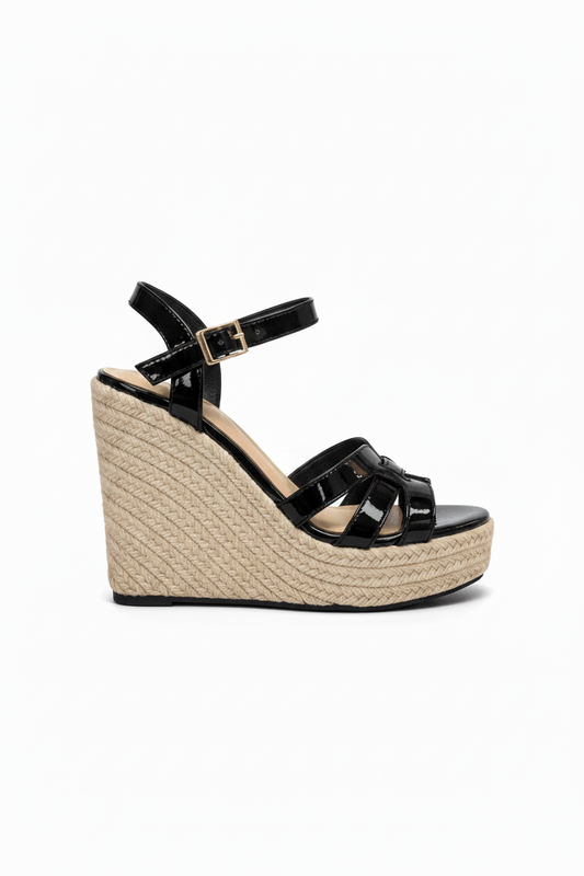 Sandalias Negro Charol Cuña 15135 Hebilla de mujer Costa Rica - ZOÉ BRAND 2026 BLACK charol