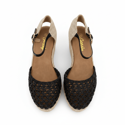 Sandalias Negro Cuña 15129 Hebilla Correa Casual de mujer Costa Rica - ZOÉ BRAND 2026 BLACK clásico