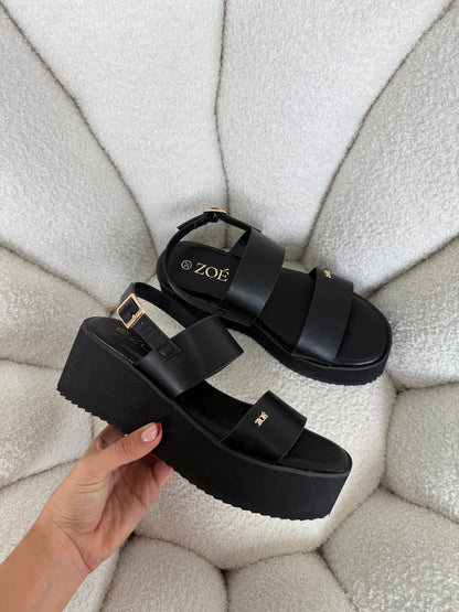 Sandalias Negro Plataforma 14938 Doble Correa Slingback Casual de mujer Zoé Brand Costa Rica - ZOÉ BRAND 2026 BLACK plataforma