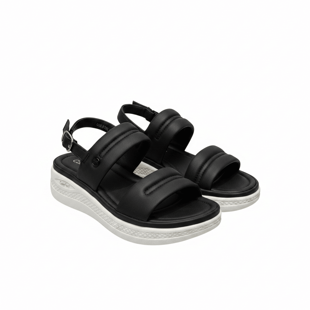 Sandalias Negro Plataforma 15102 Hebilla Correa Casual de mujer Costa Rica - ZOÉ BRAND 2026 BLACK chancletas