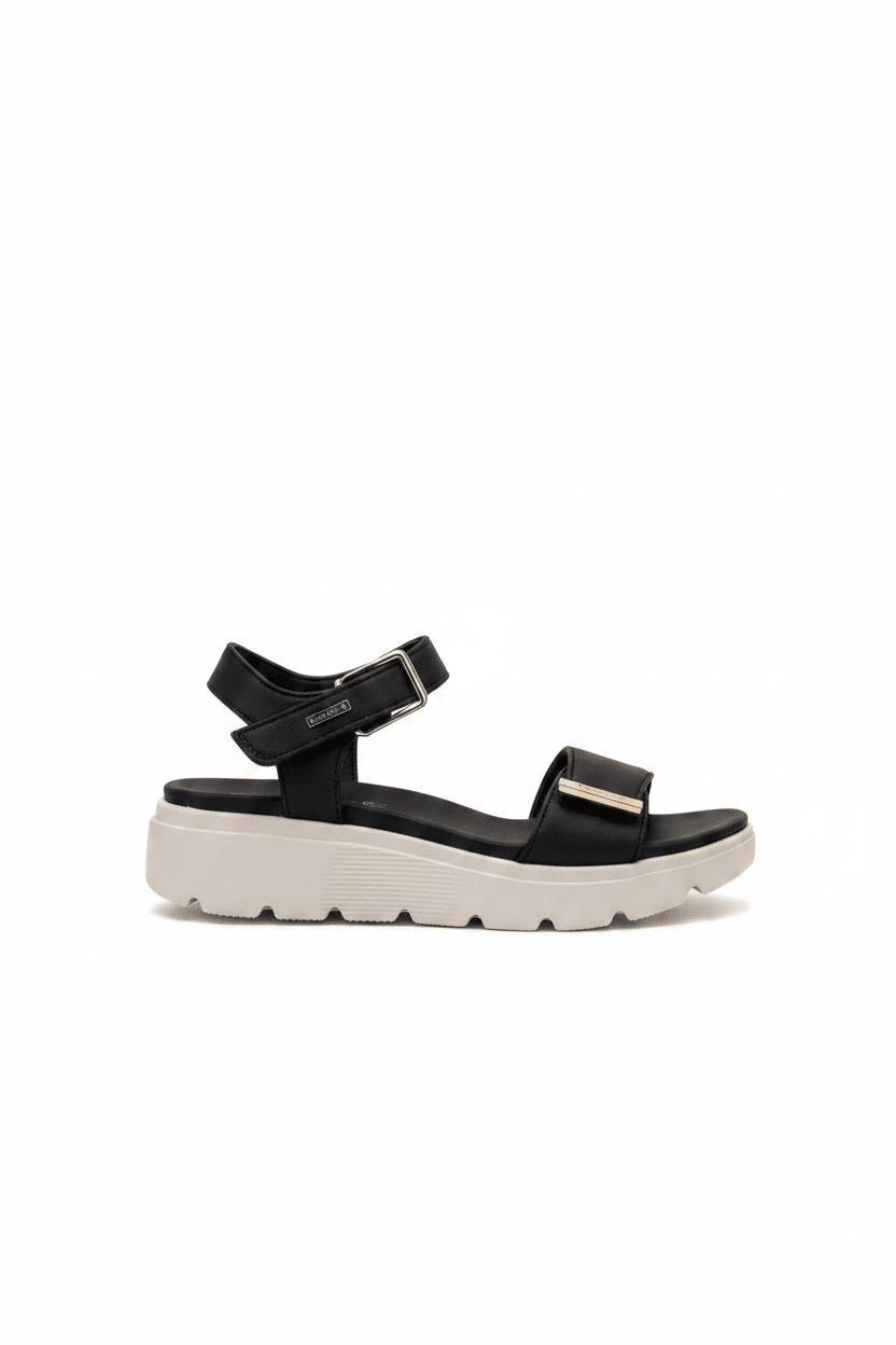 Sandalias Negro Plataforma 15111 Hebilla Correa Casual de mujer Costa Rica - ZOÉ BRAND 2026 BLACK chancletas