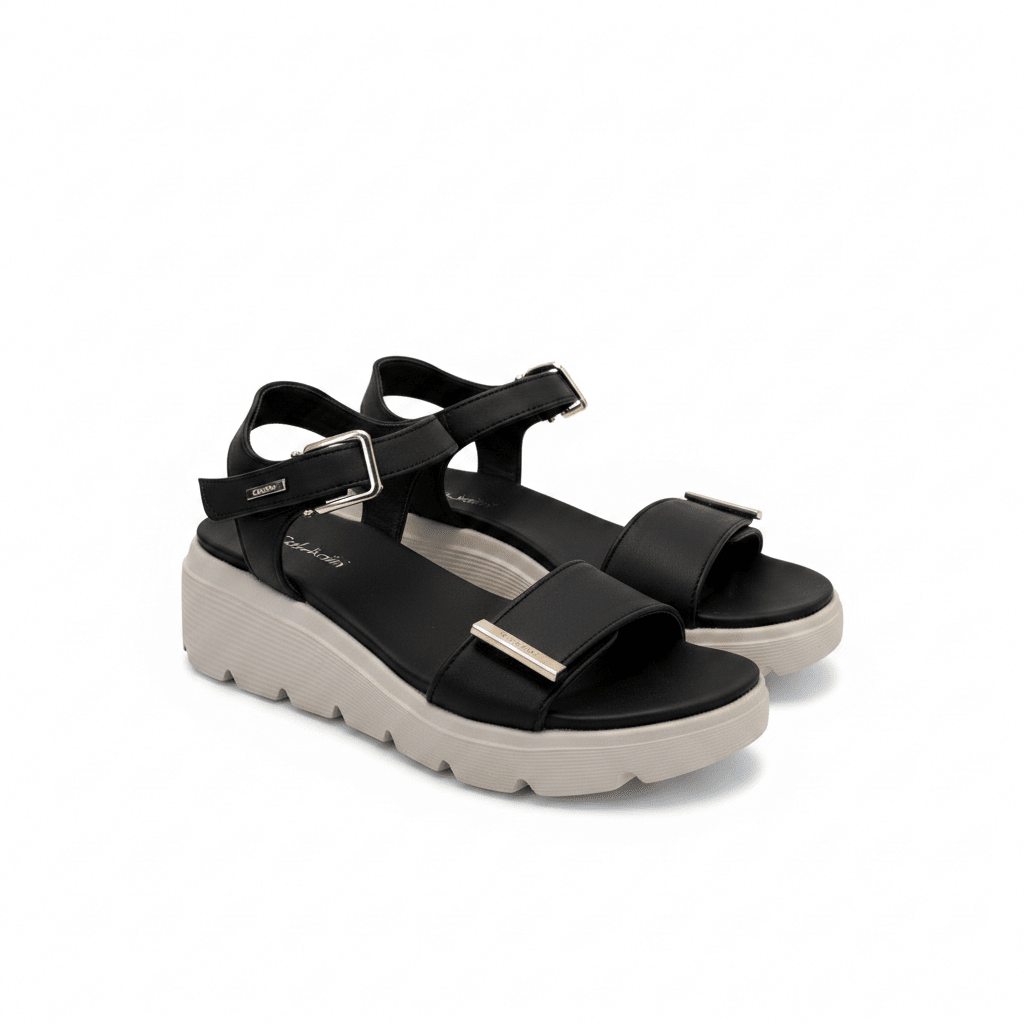 Sandalias Negro Plataforma 15111 Hebilla Correa Casual de mujer Costa Rica - ZOÉ BRAND 2026 BLACK chancletas