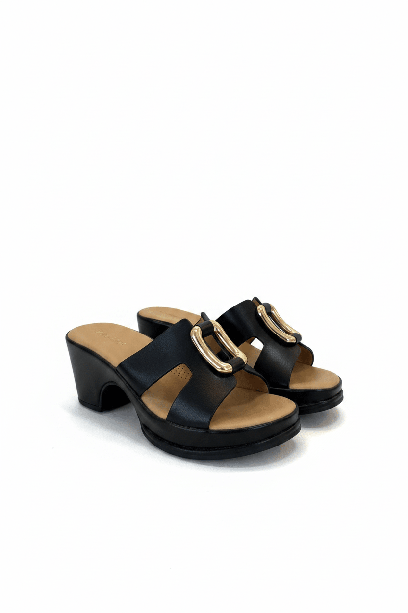 Sandalias Negro Plataforma 15123 Tacón Medio Casual de mujer Costa Rica - ZOÉ BRAND 2026 BLACK clásico
