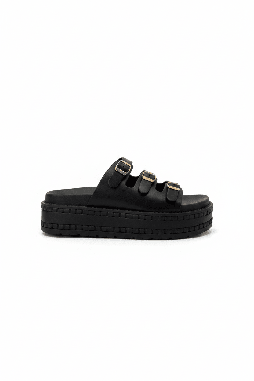 Sandalias Negro Plataforma 15142 Hebilla de mujer Costa Rica - ZOÉ BRAND BLACK flats sandalias