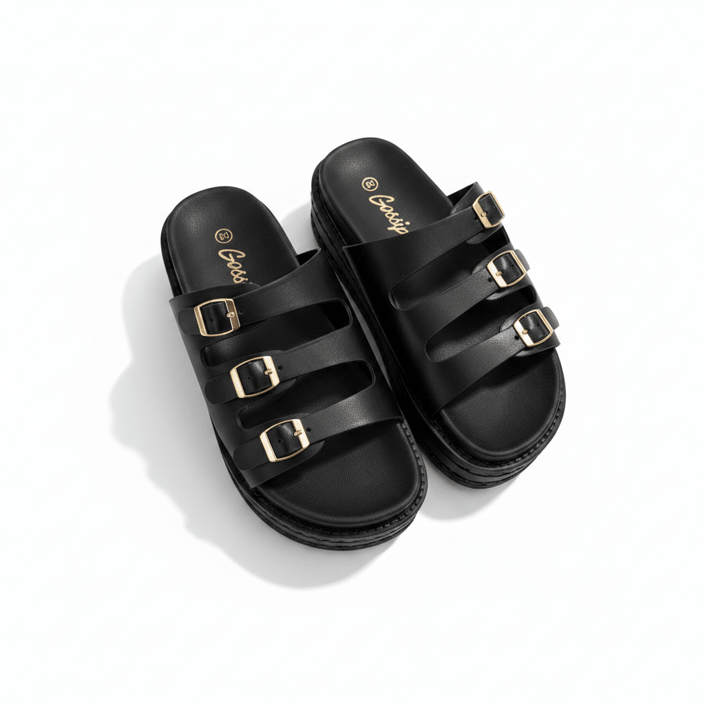 Sandalias Negro Plataforma 15142 Hebilla de mujer Costa Rica - ZOÉ BRAND BLACK flats sandalias