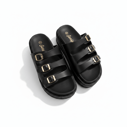Sandalias Negro Plataforma 15142 Hebilla de mujer Costa Rica - ZOÉ BRAND BLACK flats sandalias