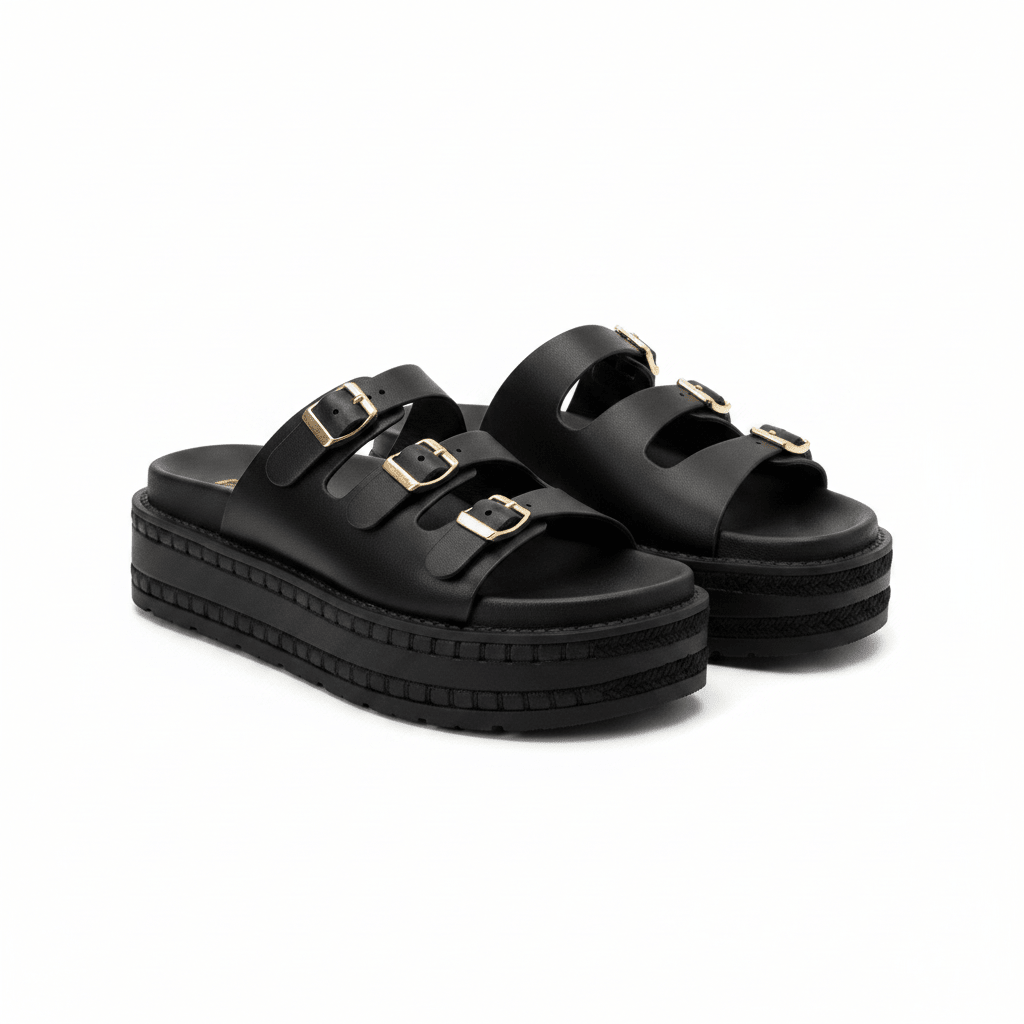Sandalias Negro Plataforma 15142 Hebilla de mujer Costa Rica - ZOÉ BRAND BLACK flats sandalias