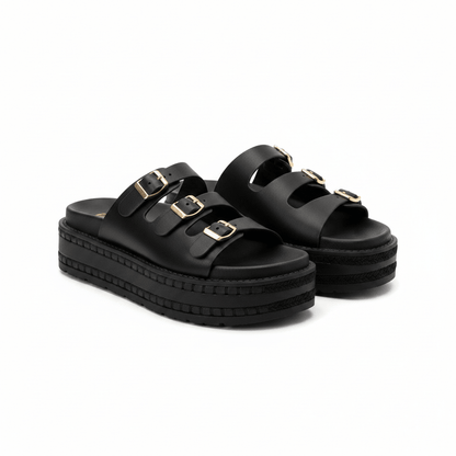 Sandalias Negro Plataforma 15142 Hebilla de mujer Costa Rica - ZOÉ BRAND BLACK flats sandalias