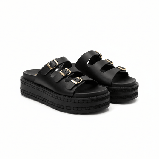 Sandalias Negro Plataforma 15142 Hebilla de mujer Costa Rica - ZOÉ BRAND BLACK flats sandalias