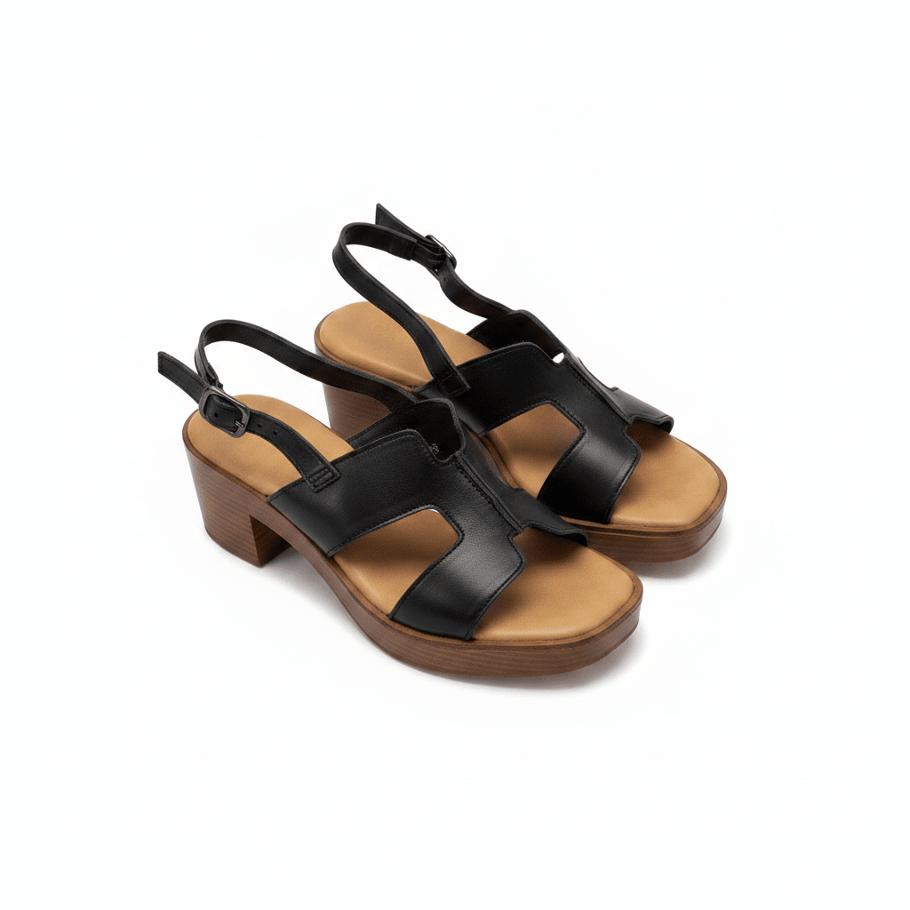 Sandalias Negro Tacón Medio 15126 Correa Casual de mujer Costa Rica - ZOÉ BRAND 2026 BLACK clásico