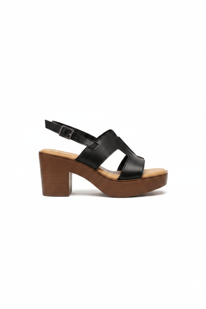 Sandalias Negro Tacón Medio 15126 Correa Casual de mujer Costa Rica - ZOÉ BRAND 2026 BLACK clásico