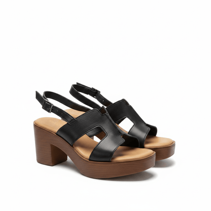 Sandalias Negro Tacón Medio 15126 Correa Casual de mujer Costa Rica - ZOÉ BRAND 2026 BLACK clásico