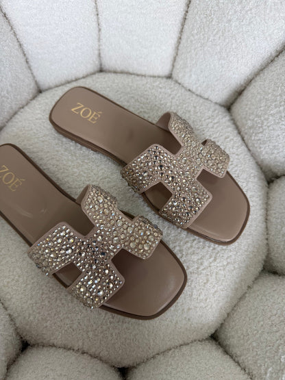 Sandalias Nude Brillos 14952 Flats Casual de mujer Zoé Brand Costa Rica - ZOÉ BRAND 2026 brillos sandalias