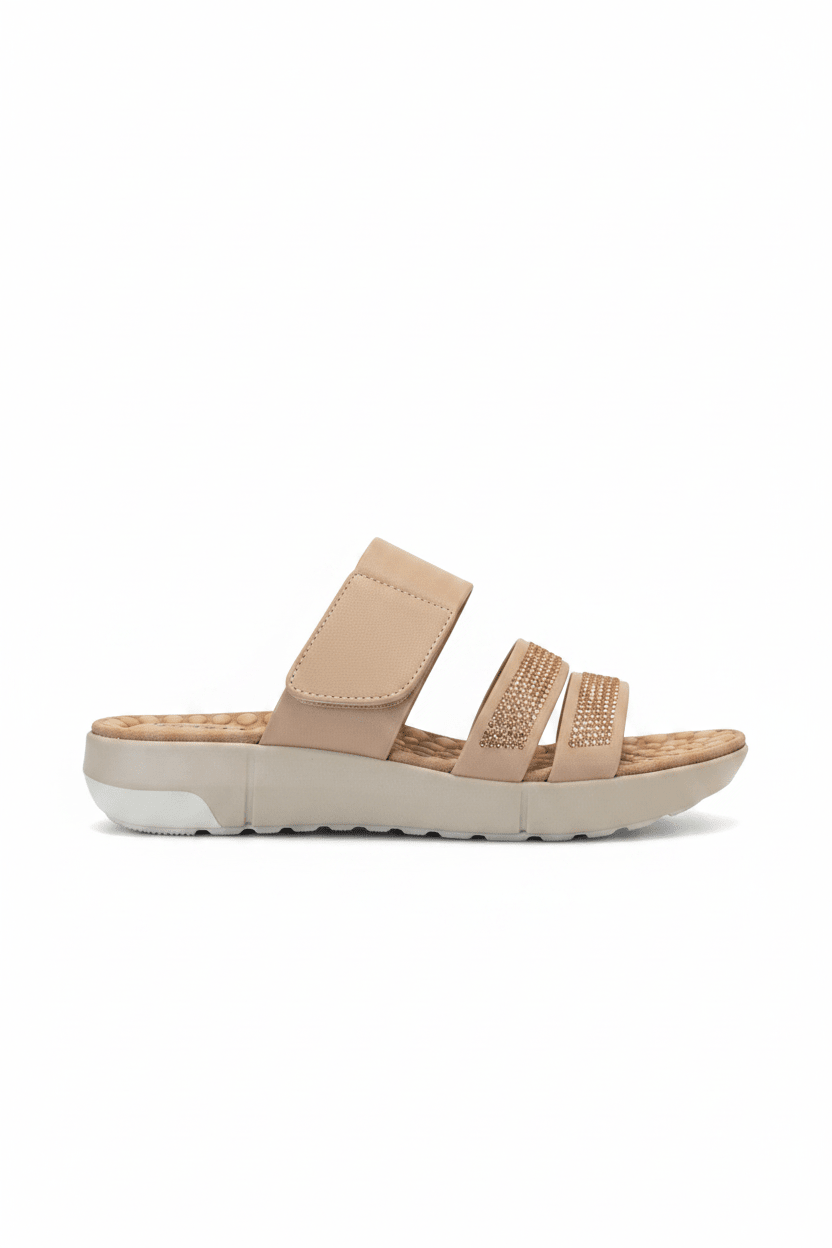 Sandalias Nude Charol 15150 Brillos Correa Casual de mujer Costa Rica - ZOÉ BRAND 2026 brillos chancletas