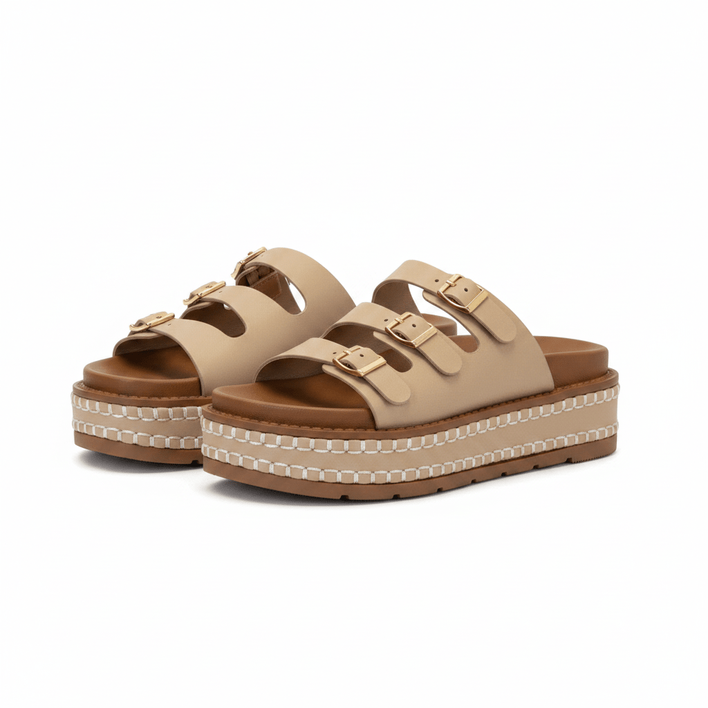 Sandalias Nude Tan Plataforma 15144 Hebilla de mujer Costa Rica - ZOÉ BRAND flats NUDE sandalias