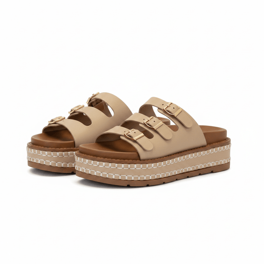 Sandalias Nude Tan Plataforma 15144 Hebilla de mujer Costa Rica - ZOÉ BRAND flats NUDE sandalias