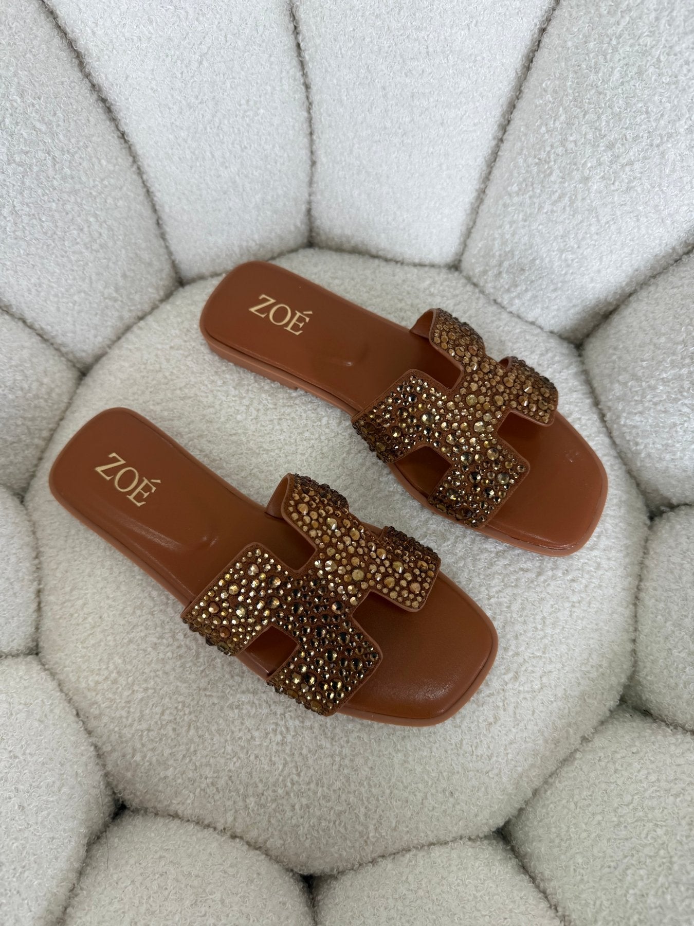 Sandalias Tan Brillos 14954 Flats Casual de mujer Zoé Brand Costa Rica - ZOÉ BRAND 2026 brillos disponible-35