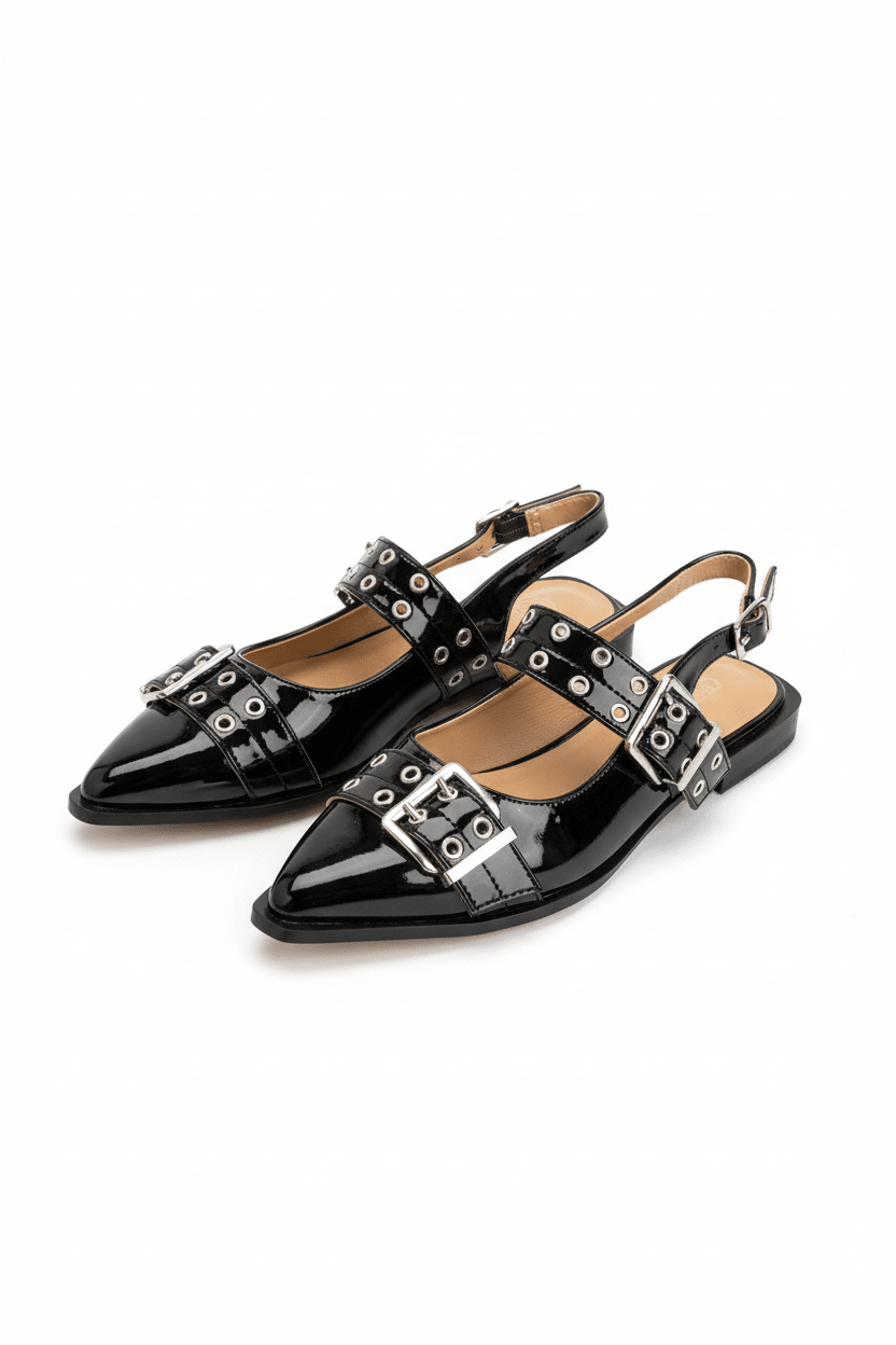 Bailarinas Negro Charol 14093 Hebilla Slingback Casual de mujer Zoé Brand Costa Rica