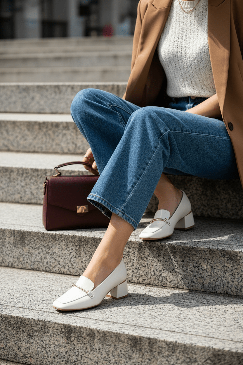Mocasines Blancos 14258 Hebilla Ejecutivo de mujer Zoé Brand Costa Rica