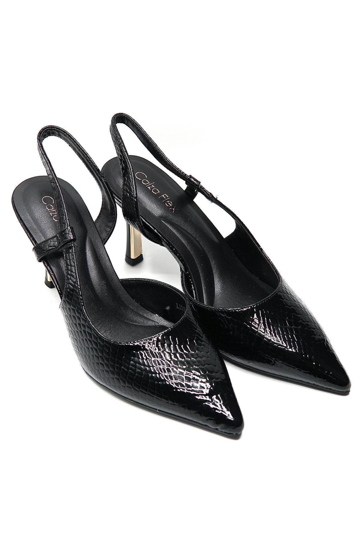 Tacones Negro Charol Animal Print 14784 Slingback Stilettos de mujer Zoé Brand Costa Rica