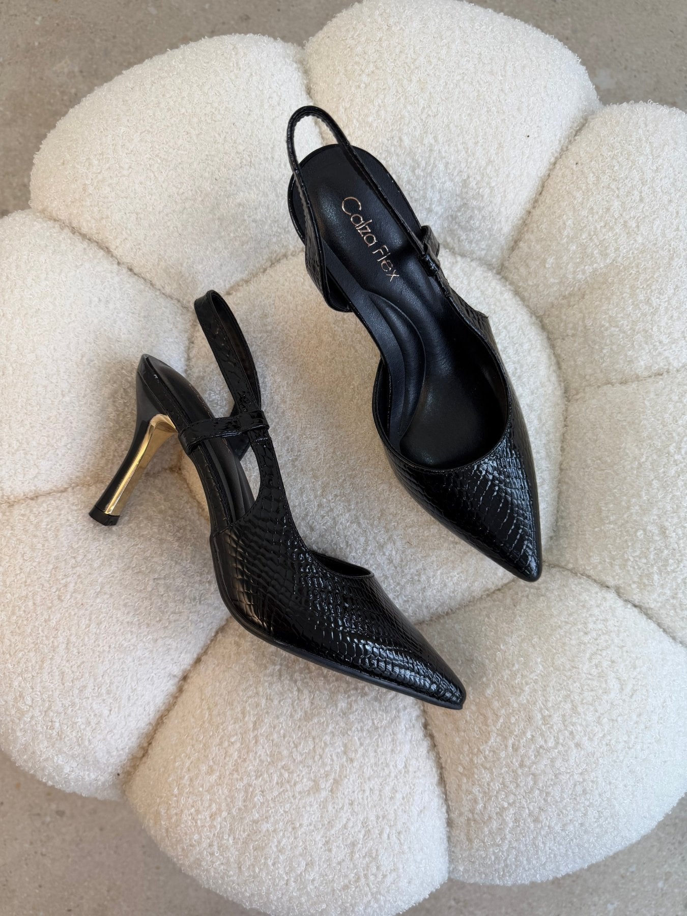 Tacones Negro Charol Animal Print 14784 Slingback Stilettos de mujer Zoé Brand Costa Rica
